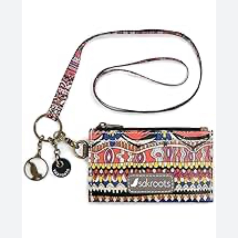 Sakroots Multicolor Patterned Card Holder Lanyard Keychain